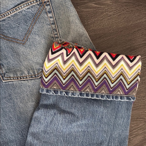 Mission Women's Blue Jeans with Patterned Cuff - Picture 2 of 6